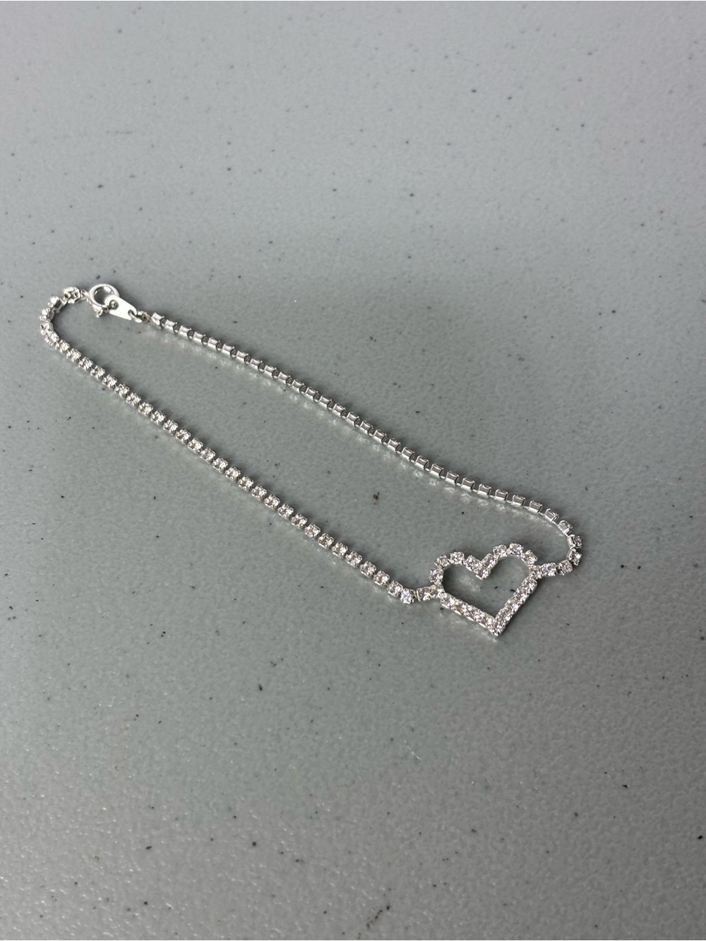 Silver Tone Heart Anklet Ankle Bracelet Vintage Costume Jewelry Y2K